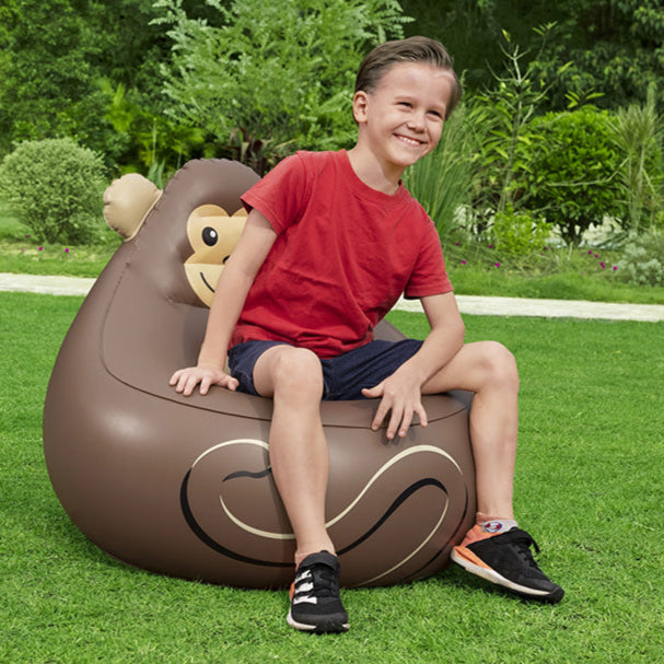 Fotoliu gonflabil pentru copii, Bestway, model maimuta, 72 x 72 x 64 cm, greutate maxima suportata 70 Kg, PVC, maro Fotoliu gonflabil pentru copii, Bestway, model maimuta, 72 x 72 x 64 cm, greutate maxima suportata 70 Kg, PVC, maro